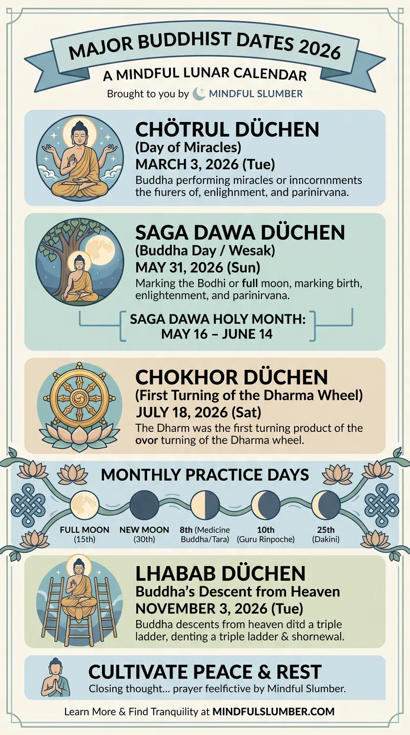 Key Buddhist observances in 2026 — save this for your practice calendar.