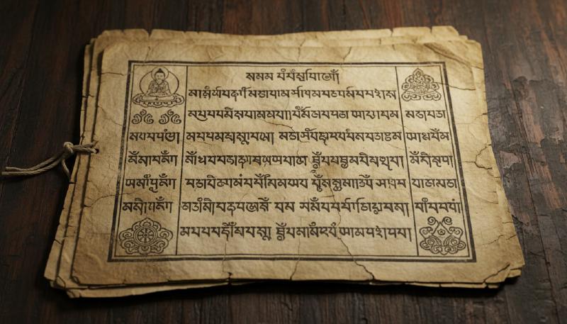 Ancient Tibetan manuscript containing Gampopa's dream yoga teachings in classical Tibetan script