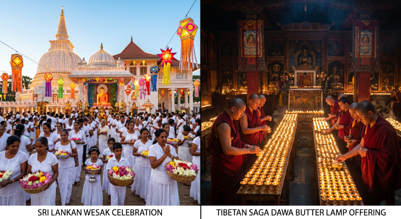 Wesak and Saga Dawa — two traditions, one devotion: honouring the Buddha's enlightenment across cultures.