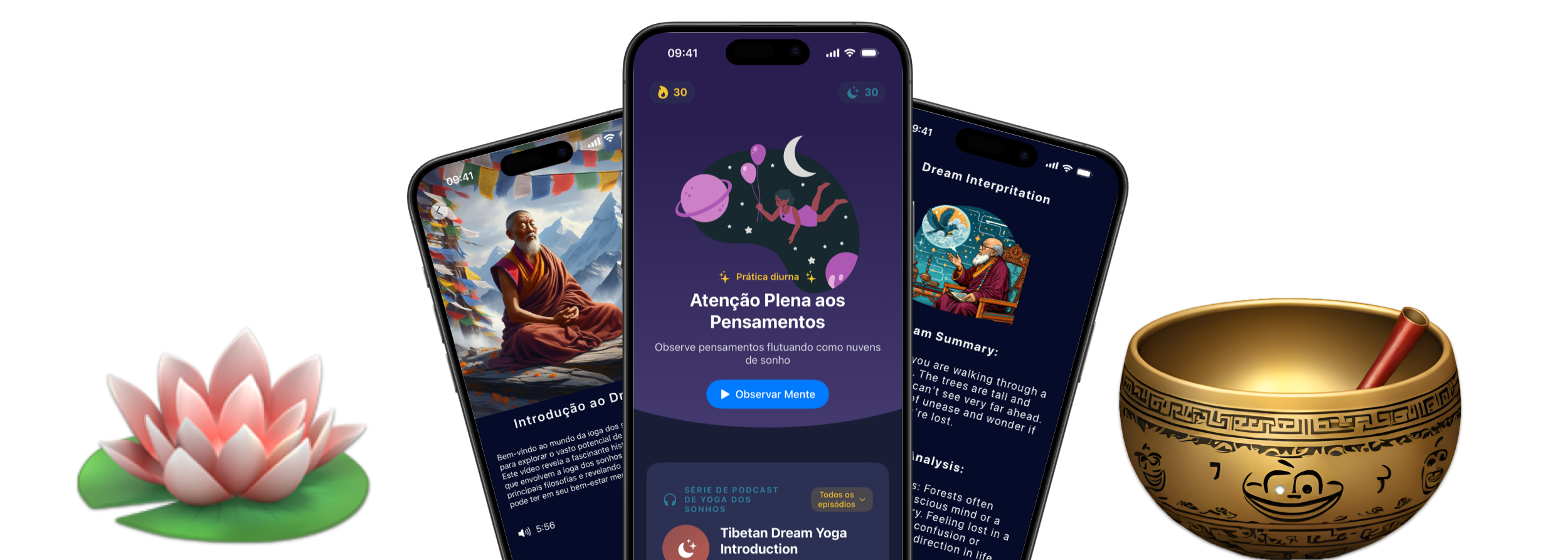 Mindful Slumber: Aplicativo Dream Yoga em execução no iPhone e no Mac