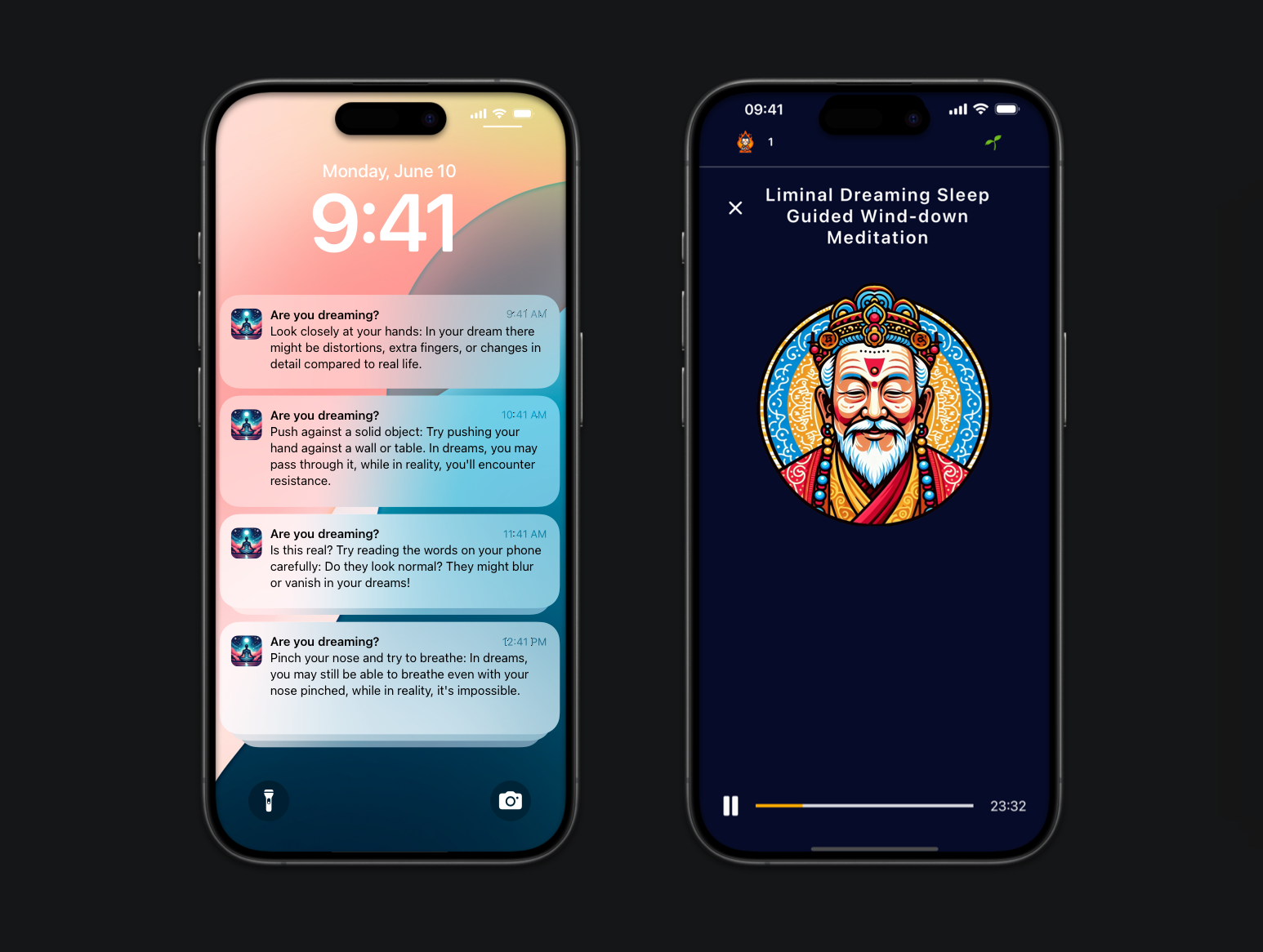 Reality checks and lucid dreaming induction meditation in the Mindful Slumber mobile app