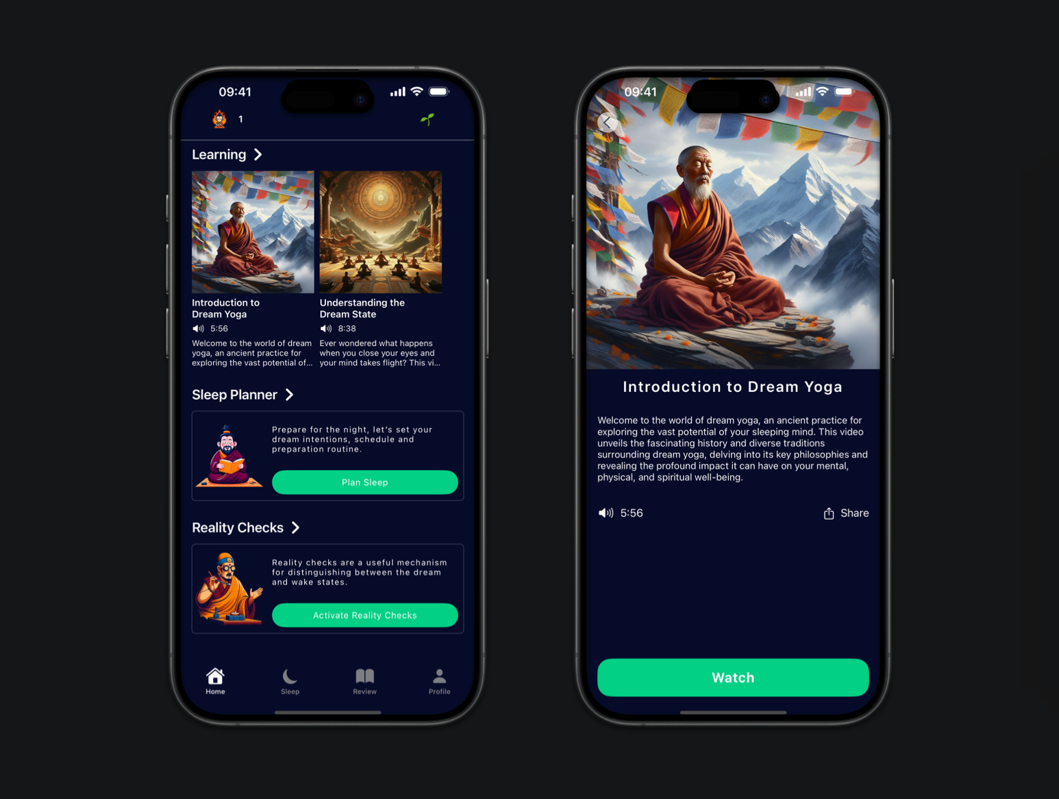 Tibetan Dream Yoga in the Mindful Slumber mobile app